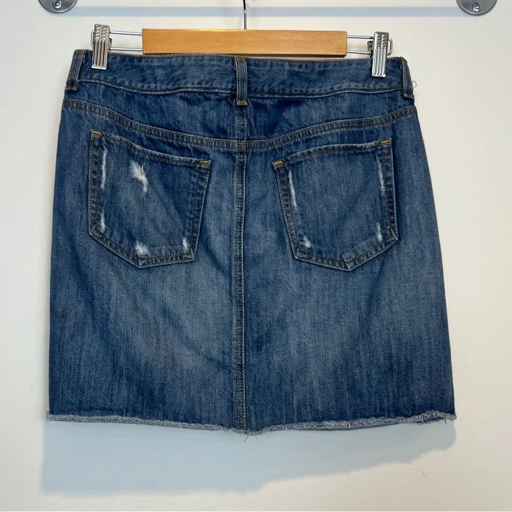 Tommy Hilfiger Distressed Denim Mini Skirt coastal SZ 6